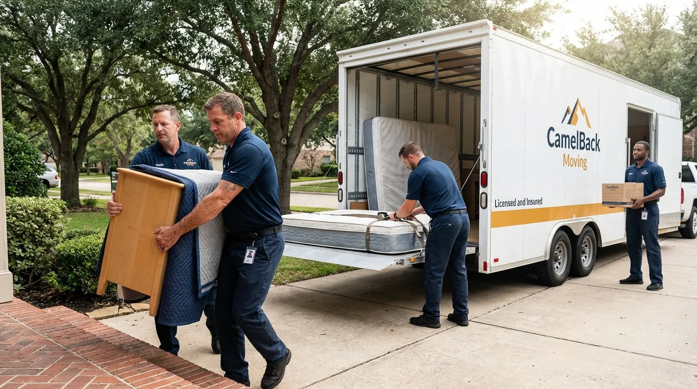 Crew loading residential truck for cross-state move from Whitehouse, TX