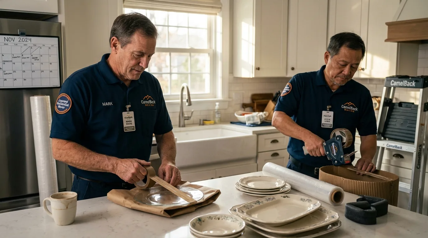 Professional crew packing kitchen dishware in Whitehouse, TX
